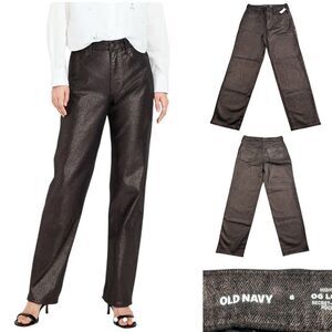 Old Navy OG Loose Jeans High Waister Metallic Black Shine Sz. 6 NWT